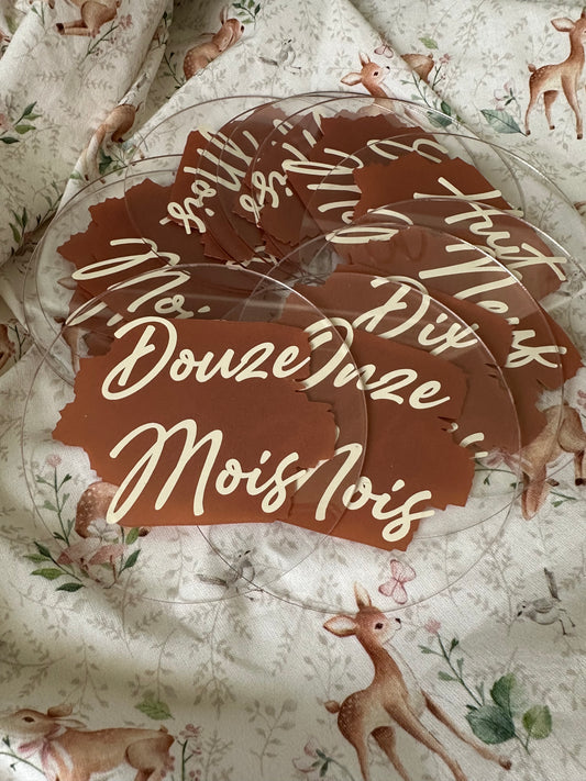 Mes cartes étapes bébé - 12 ronds en plexi pour suivre sa croissance