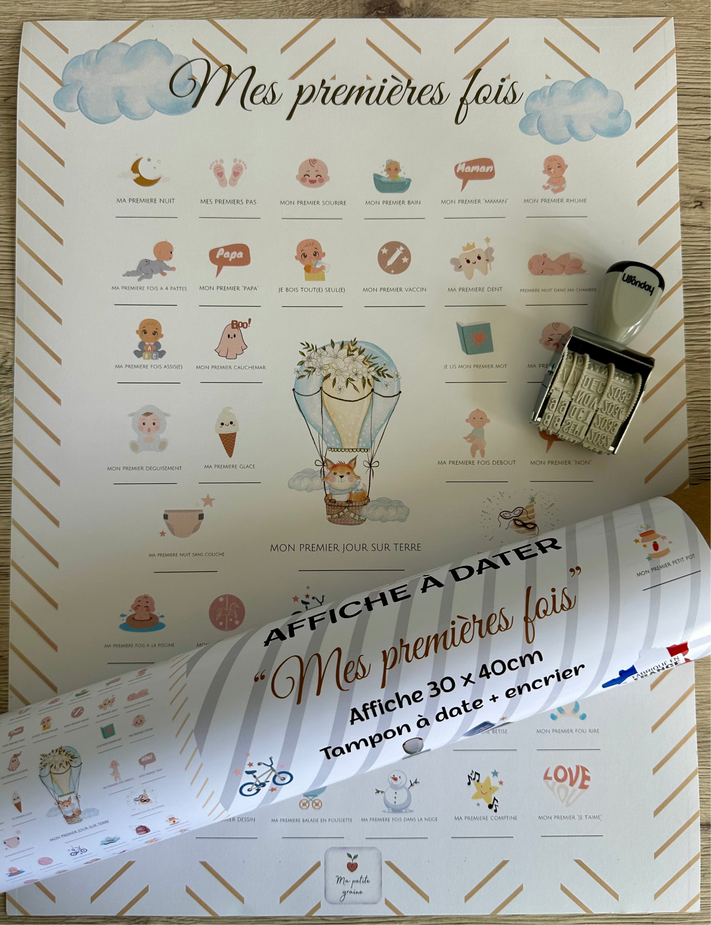 Affiche à dater « Mes premières fois » avec tampon