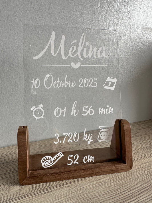 Cadre naissance bois « incliné » personnalisé