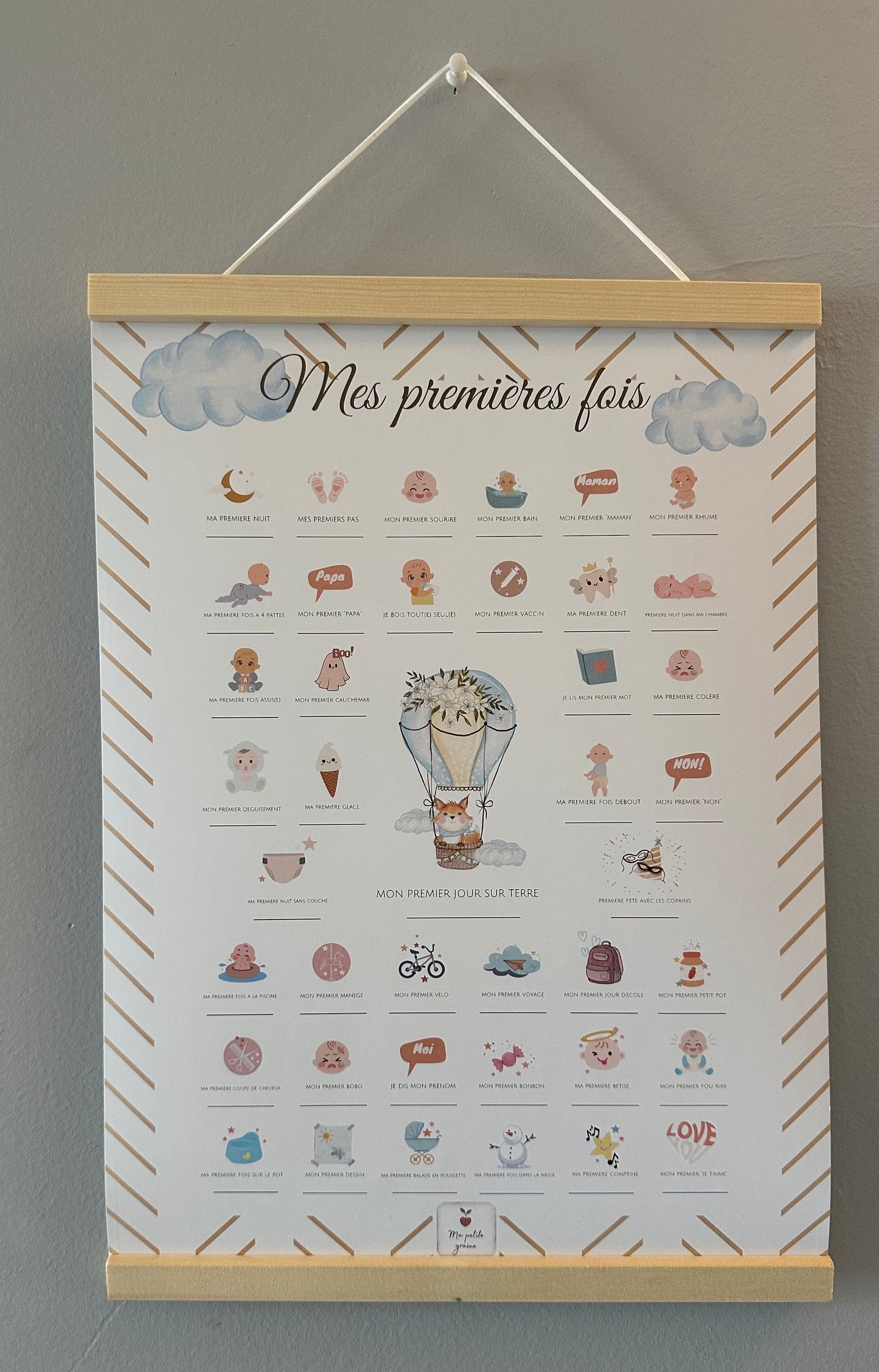Porte affiche mural en bois